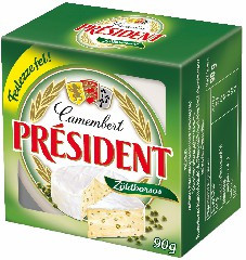 President Camembert 90g zöld borsos