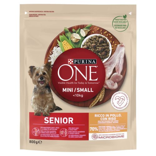 Purina ONE MINI SENIOR Csirkés kutyaeledel 800g