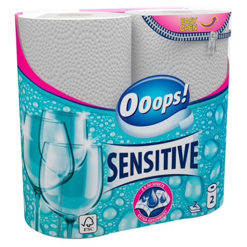 Ooops! Kéztörlő 2 tekercs Sensitive 2 rétegű