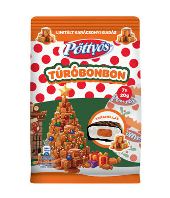 Pöttyös túróbonbon 7*20g karamellás